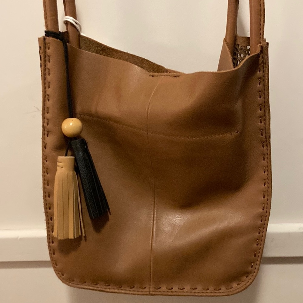 NWT The Sak Los Feliz Leather Crossbody Bag with Tassel in Moroccan Tobacco